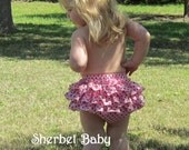 Sassy Pants Ruffle Diaper Cover Panty Michael Miller Pink with Brown Polka Dots