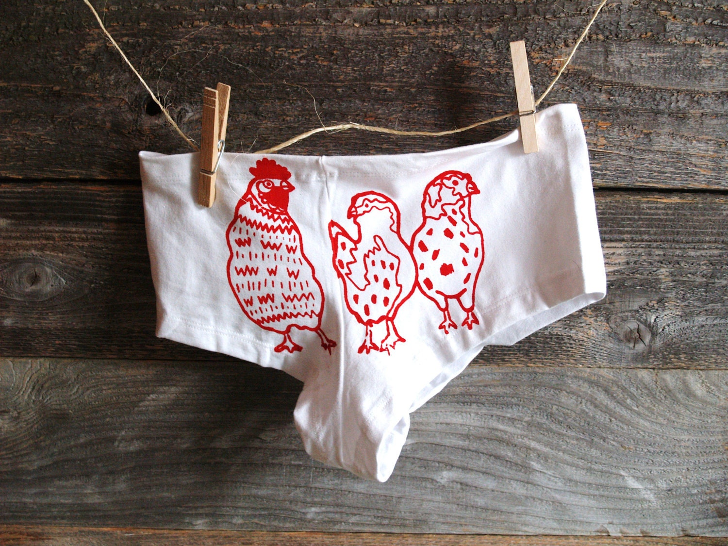 Chicken Butt - Womens Undies - SMALL - Hand Screen Printed