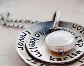 personalized rustic hand stamped mothers necklace.. hand stamped domed necklace.. cupped necklace.. personalized mommy jewelry