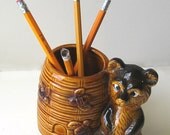 Honey Bear Planter Pencil Cup Vintage Ceramic