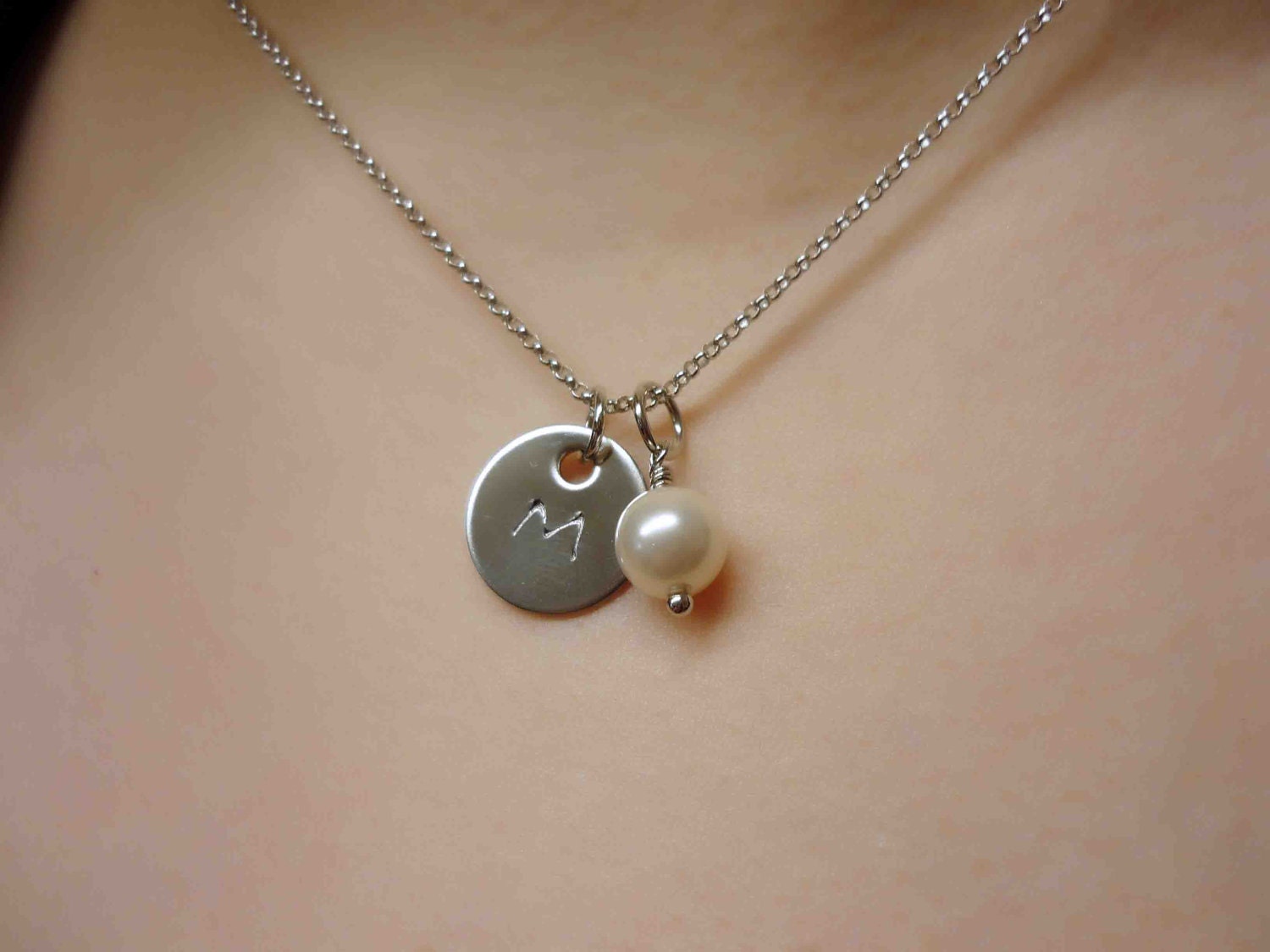 Bridesmaid Necklace - Personalized Initial Necklace - Monogramed Jewelry - Handstamped Necklace