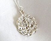 Unique Sterling Silver Twisted Oval Pendant - Necklace Jewellery