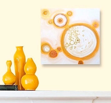 CELESTiAL EVENTS original abstract modern painting - gallery fine art - contemporary interior design - ooak home wall decor - white orange