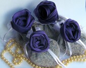 Edwardian Downton Abbey Inspired Fragrant Lavender Sachet Pouches Set of 4 Adorned with Wire Ribbon Rose