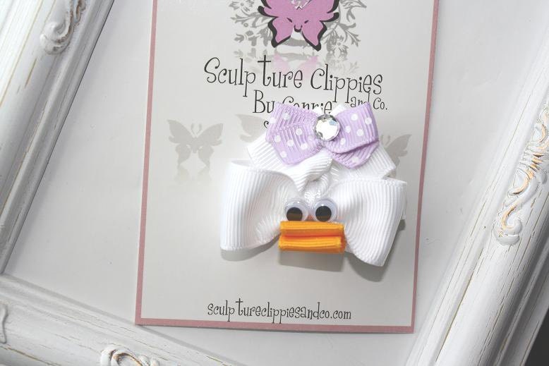 Sculpture Clippies' Design Daisy Duck Inspired Ribbon Sculpture Bow.  Free Ship Promo.