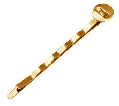 50 Gold Tone Bobby Pins, Less than 10 cents each. Hair Clips, With Glue Pad 52mm long