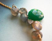 Emerald Green and Gray Gemstone Necklace