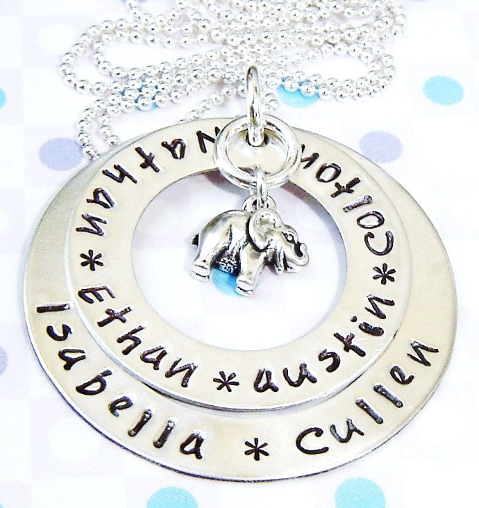 Handstamped Grandma necklace...Memaw charm necklace - up to 8 names