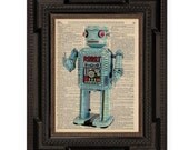 Look Out for Mr. Robot Vintage Original Print on an Antique Upcycled Bookpage