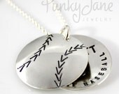 Larger Baseball Mom Personalized Locket -- hand stamped and personalized sterling silver faux locket