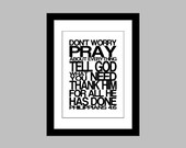 Philippians 4:6 Dont Worry Pray Printable Digital Download Wall Art PDF jpg Scripture Custom Colors