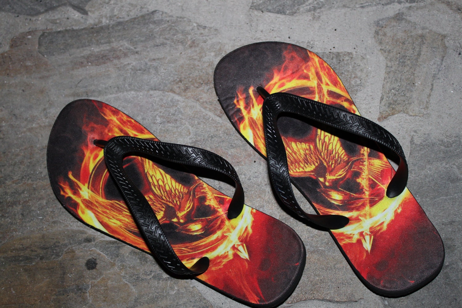 Hunger Games inspired flip flops - Size adult small