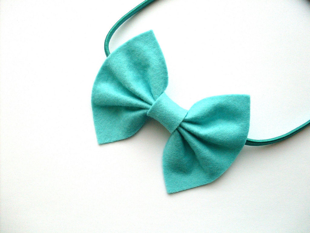 SALE Aqua Blue Bow, felt headband