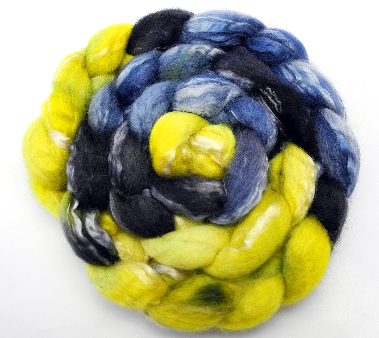 Dark Knight -- BFL and seacell hand dyed top (hand dyed roving)