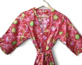 Womens Kimono Style Robe. Dressing Gown.  Wrap. Summer Tree. Knee Length.