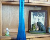 1960s Viking Bluenique 20 inch Mad Men Era Vase