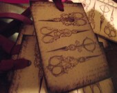 Cream  Color   Distress  Gift  tags   French   Writing Background Burgundy  Ribbon