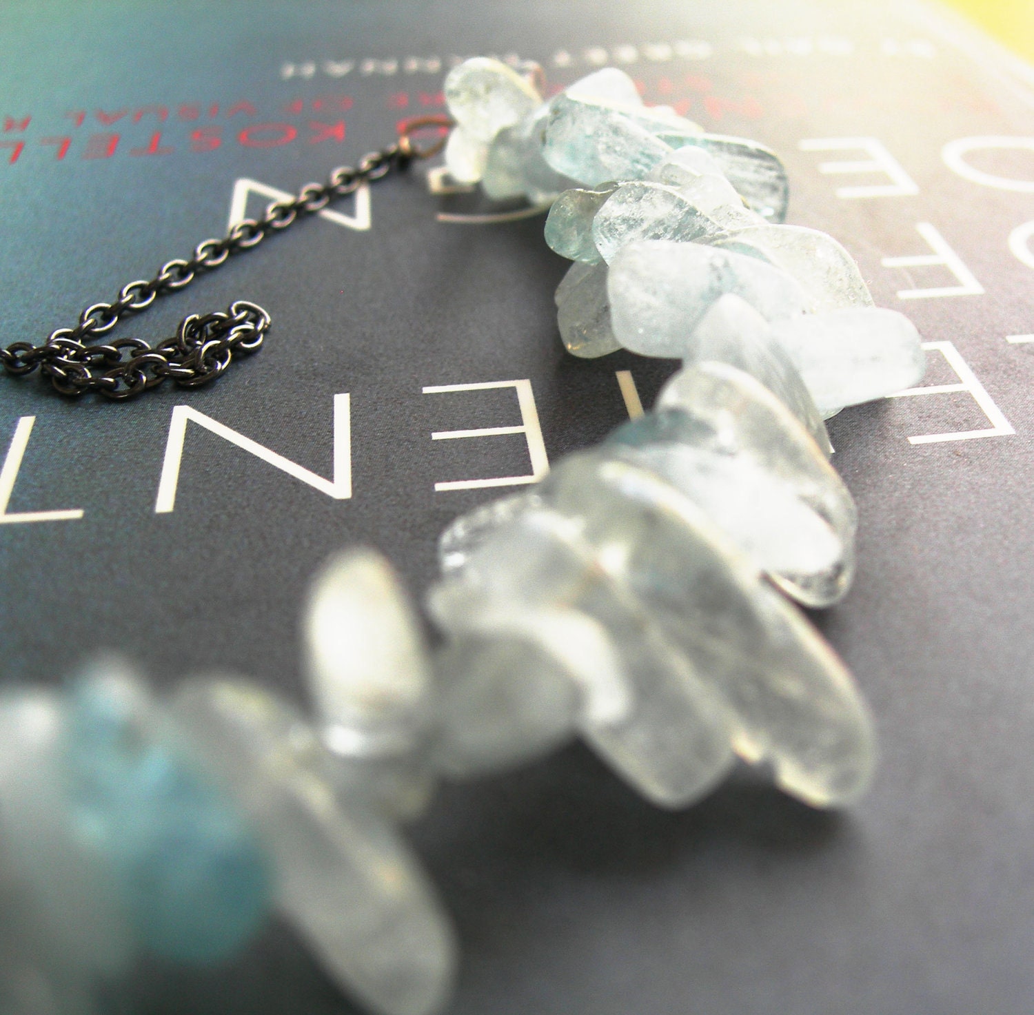 Wave - Aquamarine Necklace - Minimalist Jewelry Under 25 Dollar
