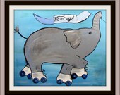 Nursery Decor, Whimsical Storybook Elephant, Baby Shower Gift, Artwork for Kids, Wall Art, Nursery Art, Kids Room