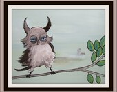 Whimsical Owl Painting, Storybook Art, Childrens Decor, Artwork for Kids, Wall Art, Nursery Art, Kids Room