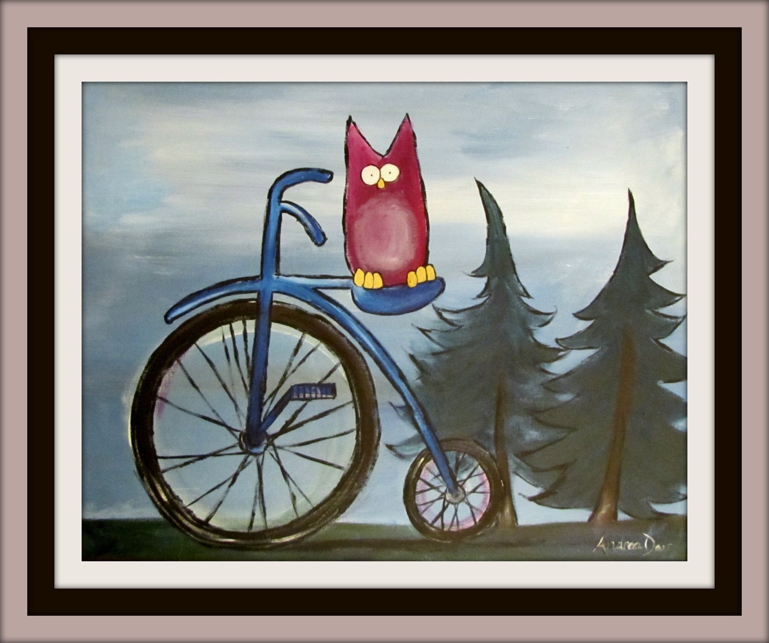 Owl Art, Kids Wall Art on Canvas, Original Whimsical Painting, Artwork for Kids, Wall Art, Nursery Art, Kids Room