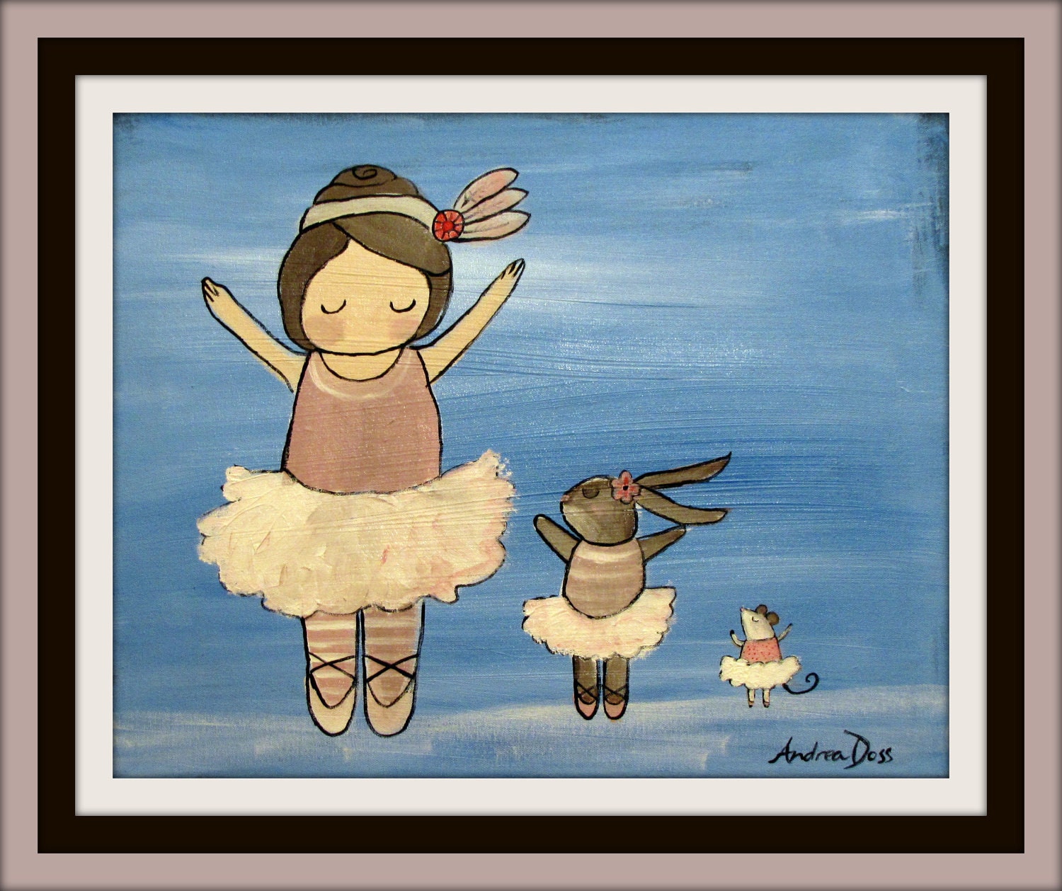 Little Girl Decor, Whimsical Ballerina Kids Wall Art, Artwork for Kids, Wall Art, Nursery Art, Kids Room