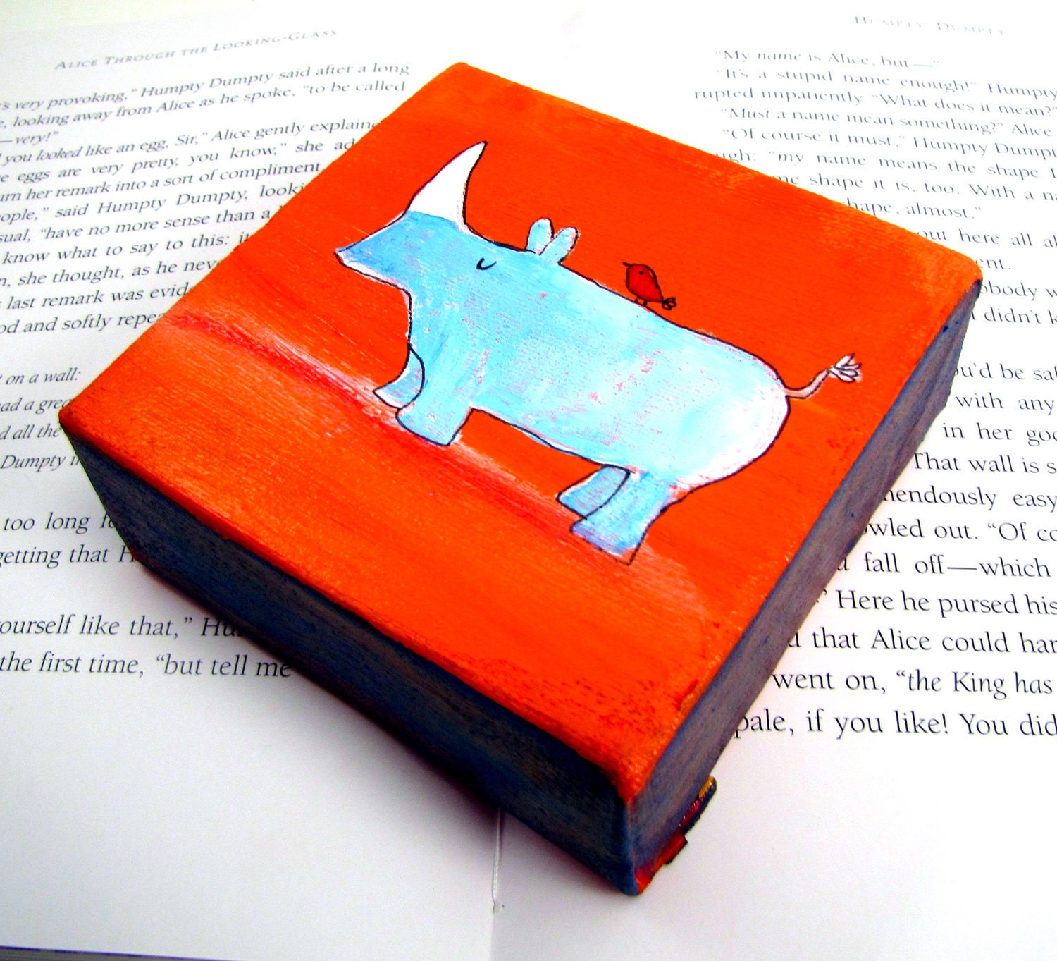Childrens Decor, Little Boys Room, Original Rhino Art, Artwork for Kids, Wall Art, Nursery Art, Kids Room
