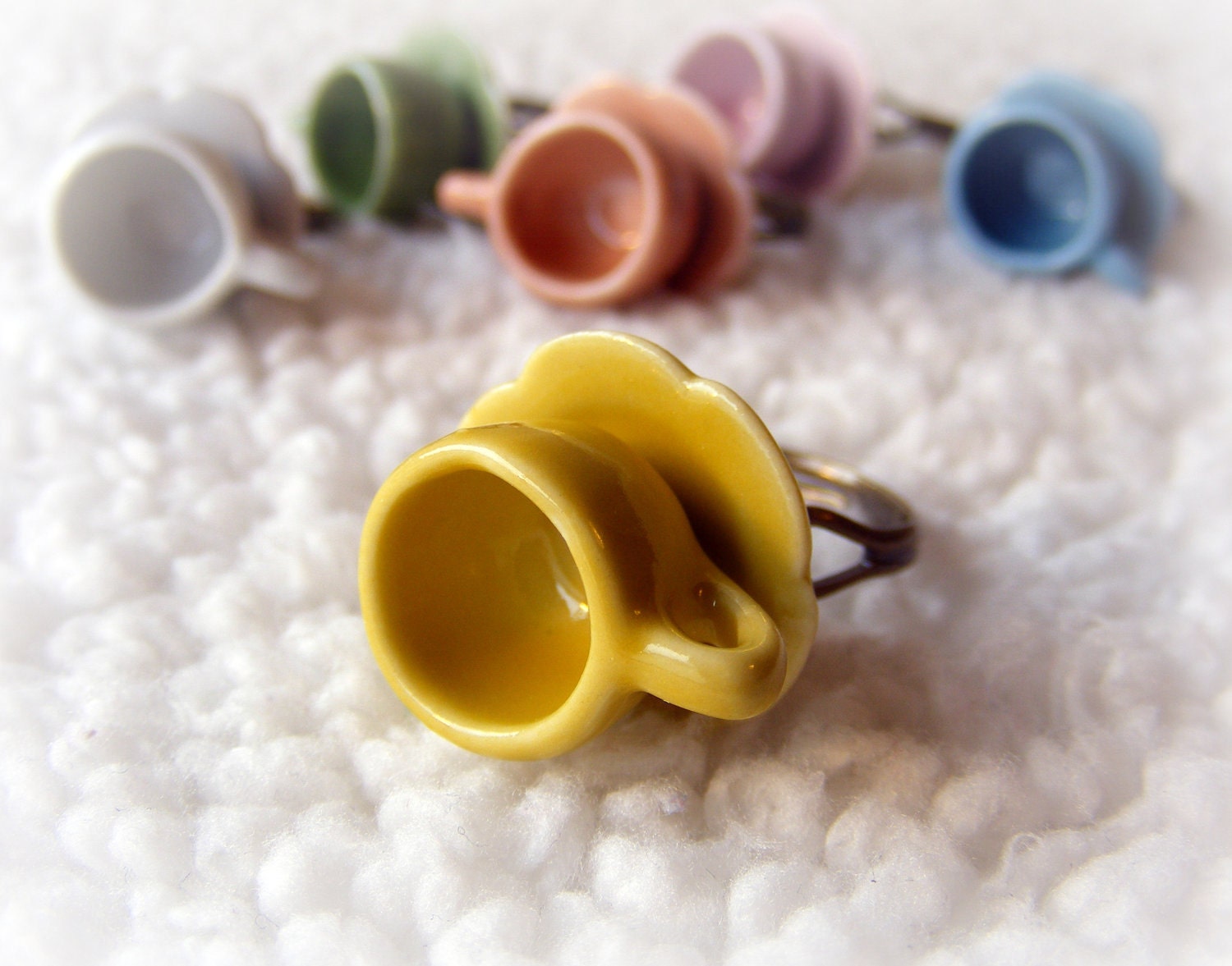 Ring Tea Cup Collectible Miniatures (Your choice of color)