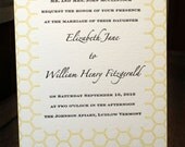 Wedding invitations Honey Bee theme - letterpress printed (set of 100)