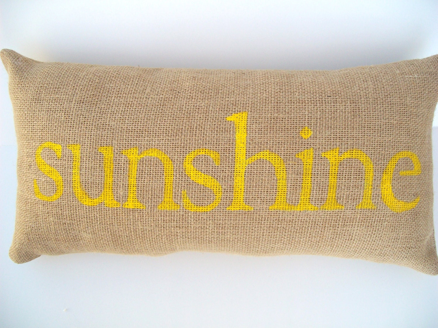 burlap pillow SUNSHINE word pillow, whimsical, summertime garden, yellow, nursery, home decor, birthday, graduation, teacher gift - whimsysweetwhimsy