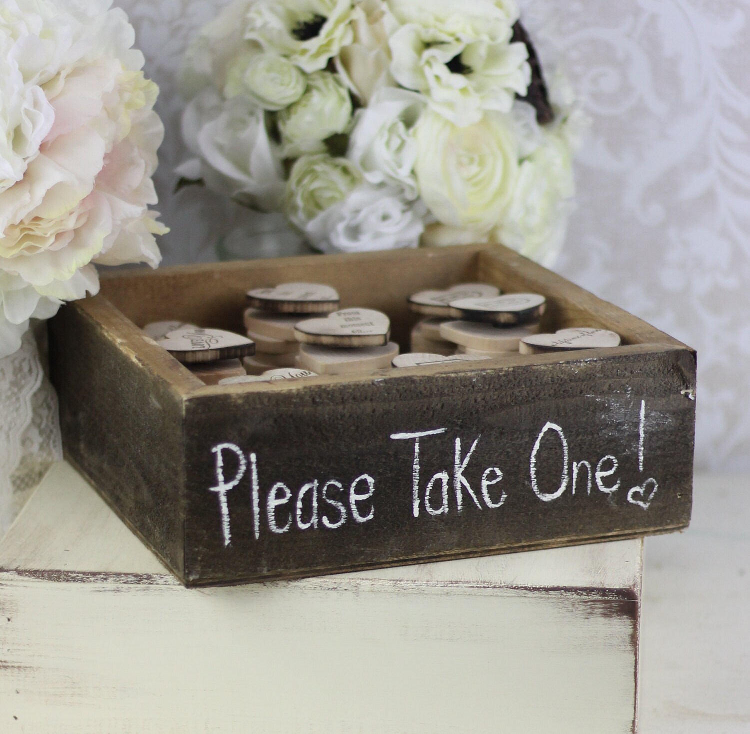 Rustic Wedding Favors Wood Heart Magnets Inside Rustic Box