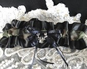 OD Green Camo Garter with Deer Charm-Camo-Camoflauge Garter-Hunter-Military-Redneck Wedding-Bachelorette-Gift