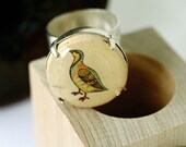 Dove Adjustable Ring - Recycled Wine Cork Jewelry - Pastel - Silver Hammered Band