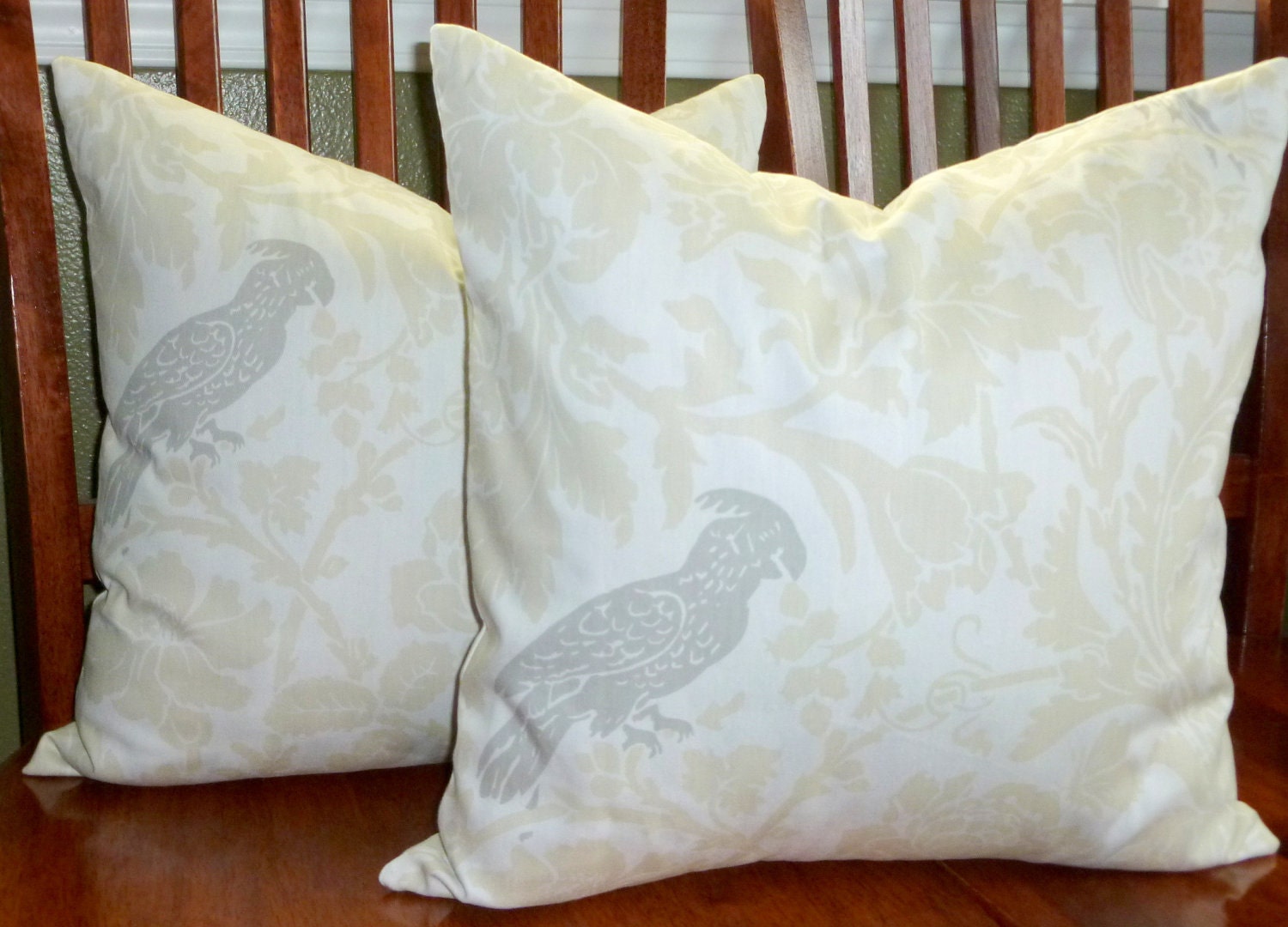 Decorative Accent Throw Pillow Covers - Two 18 Inch in White, Ivory, and Grey