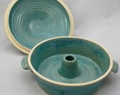 Aqua Green Vegetable or Rice Steamer/Wheel Thrown Stoneware Pottery