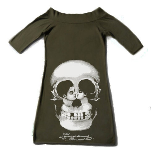 Wmn's Modal-Cotton Boat Neck Dress feat. 'Life in Death' print - Available in 2 Colors - S-XL