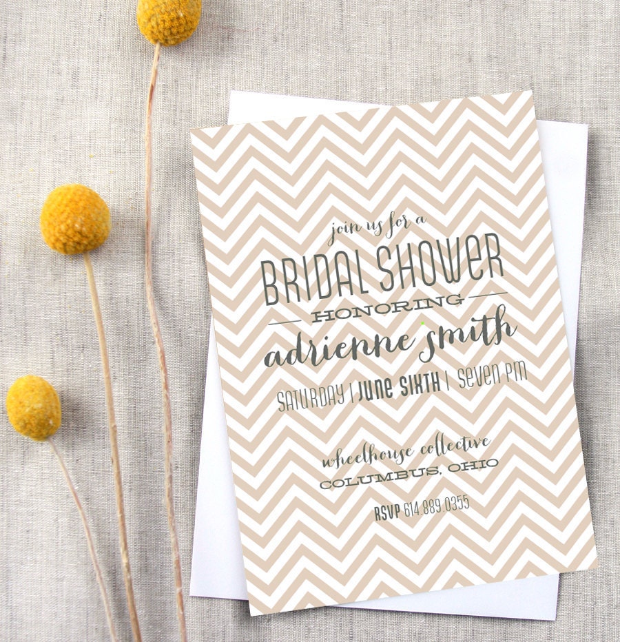 Chevron and Calligraphy Bridal Shower Invitation