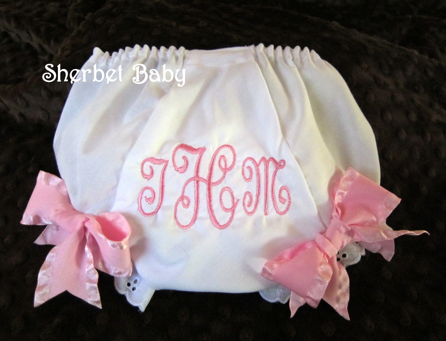 Monogrammed Diaper Cover Bloomers with Bows