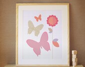 16x20 Butterfly Bloom Print - Butterfly art for nursery and children's room
