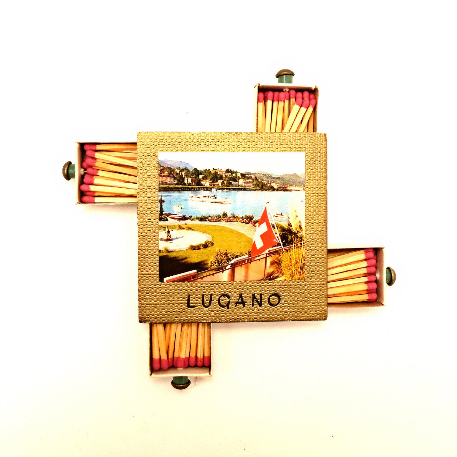 For The Swanky Man - Vintage Matchstick Safe for Classy Smokers - Collectable 60s Tobacciana for a Mad Men Guy - Bar Match Box with Drawers