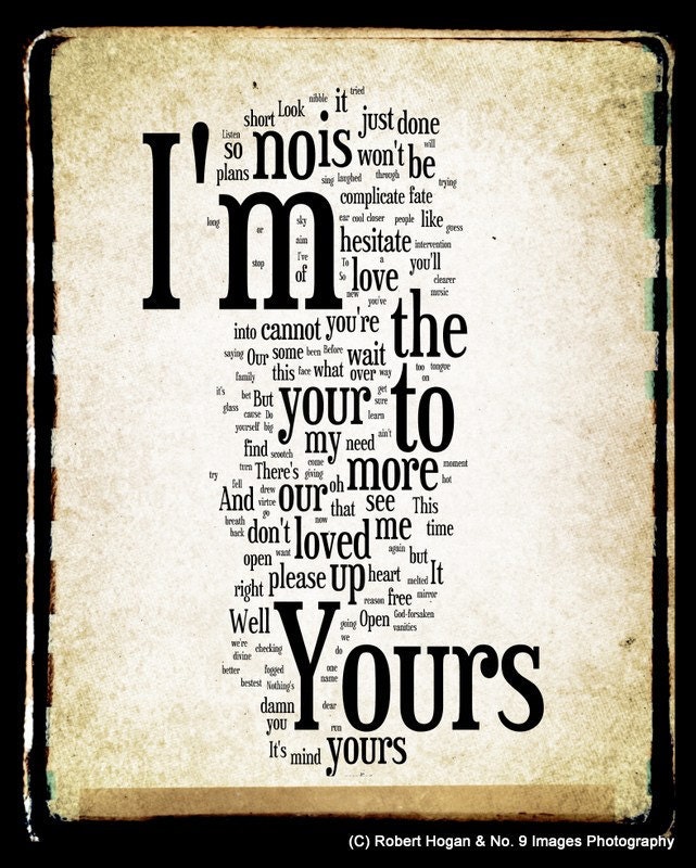 I'm Yours Lyrics - Jason Mraz Word Art - Word Cloud Art Print - Gift Idea