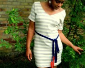 flyTie gray and white stripe jersey knit dress