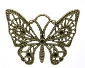 1 Large Beautiful Antique Bronze Butterfly Pendant. Ships from the USA.