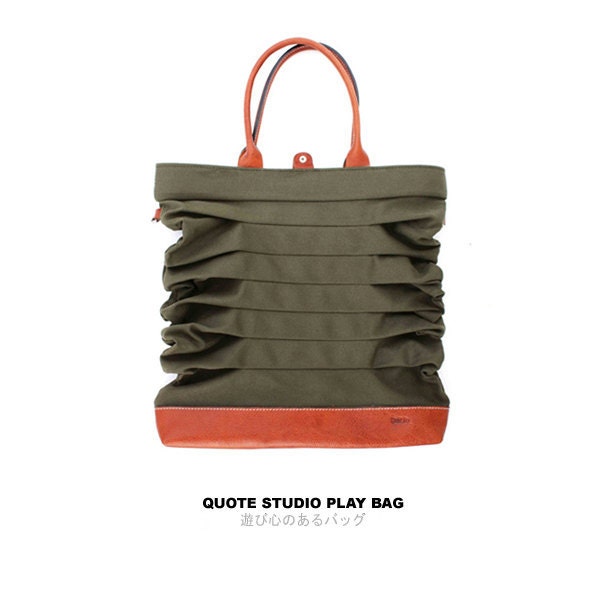 QUOTE Play Bag Leather N Canvas -- Green