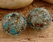 OCEAN TREASURE Silver Sparkle Earring Pair - Set of 2 Handmade Lampwork Beads
