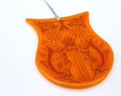 Bright Orange Big Eyed Owl Ornament FREE SHIPPING (to USA)