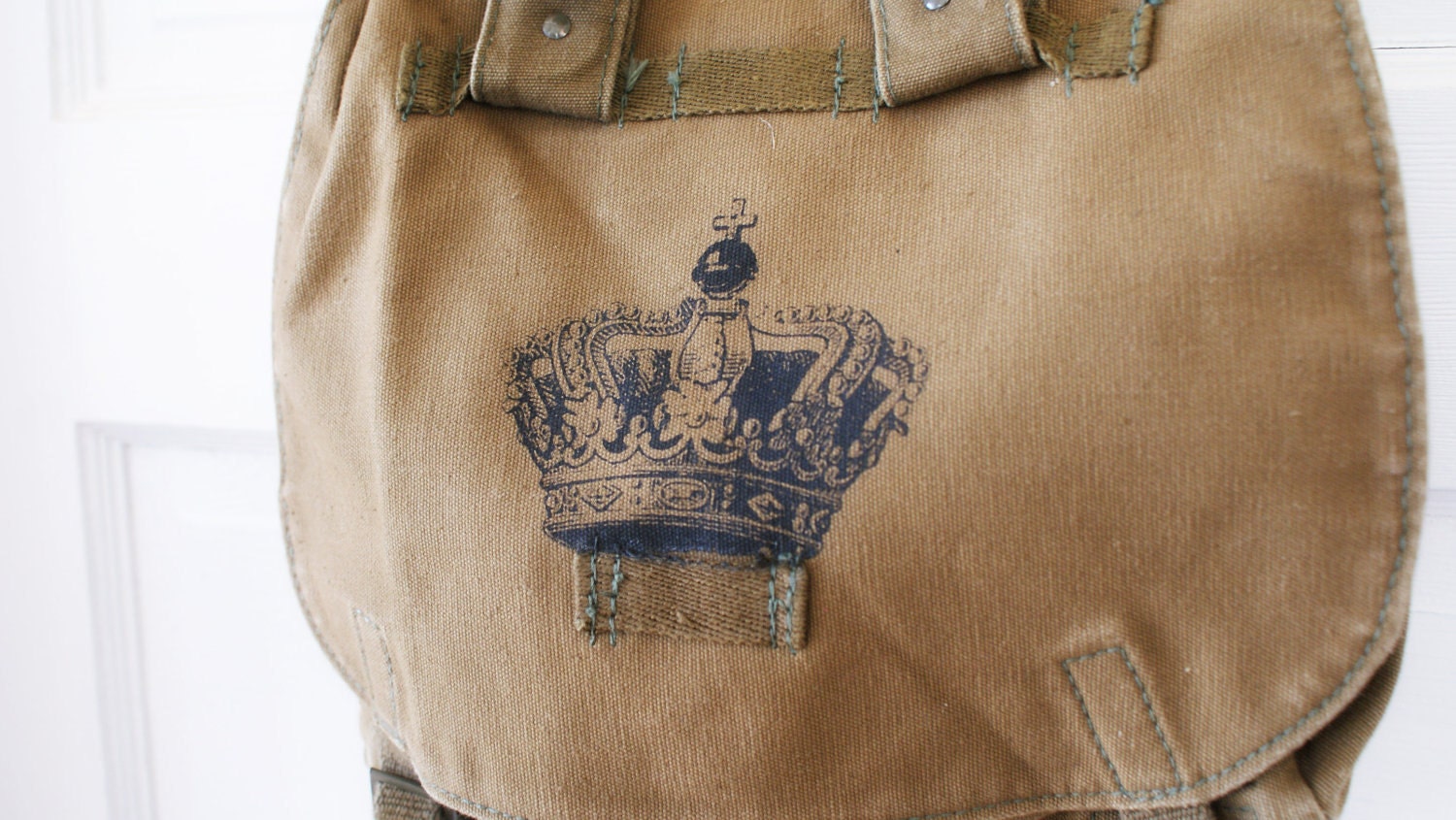Vintage Czech Military Bandage Bag with Crown Screen Print