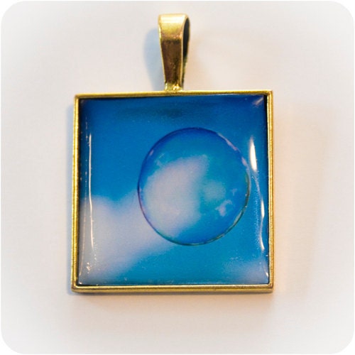 Floating bubble in blue sky Photo Pendant - READY TO SHIP - Fine Art Photography