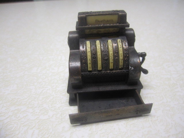 Vintage Durham Cash Register Miniature Doll House Furniture Cast Iron Style