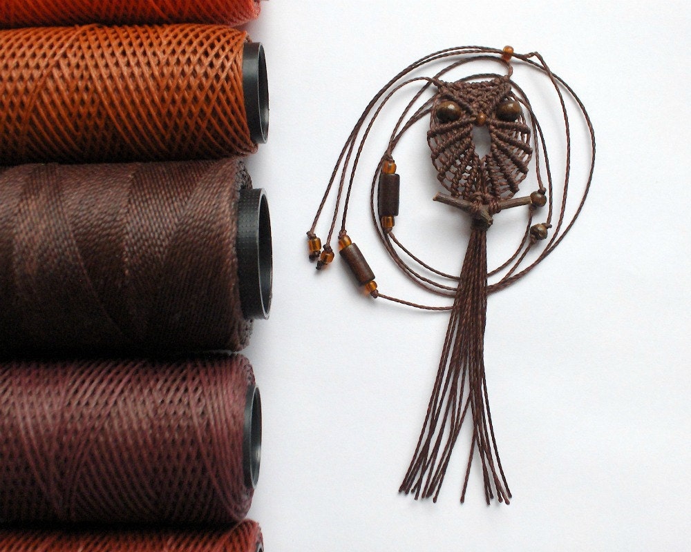 Chesnut Macrame Owl Necklace